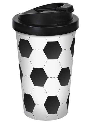 Geda Labels Coffee to go Becher Fußball in Schwarz - 400 ml