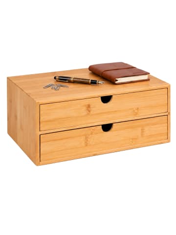 relaxdays Schubladenbox "2 Schubladen" in Natur - (B)33 x (H)13,5 x (T)21 cm