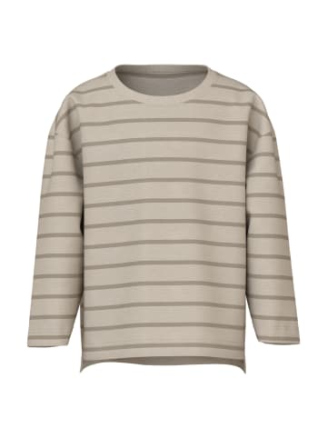 name it Gestreiftes Langarmshirt Rundhals Pullover Tiefe Schultern in Sand