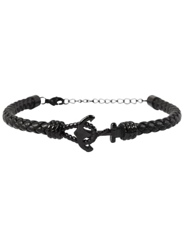 Adeliás Unisex Armband aus Leder 19 cm in schwarz