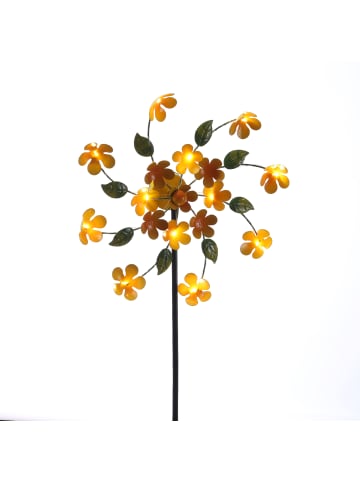 MARELIDA LED Solar Windrad Blume in gelb - H: 100cm