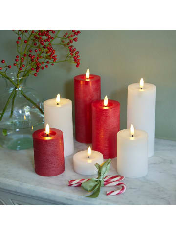 LUMINEO LED Wachskerze 15 x 7 cm, batteriebetrieben in Rot