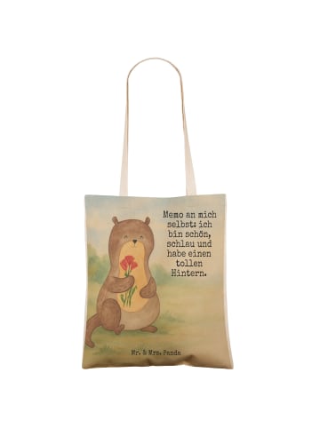 Mr. & Mrs. Panda Taschen Shopper Otter Blumenstrauß Design mit S... in Weiß