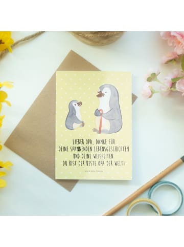Mr. & Mrs. Panda Grußkarte Pinguin Opa Enkel mit Spruch in Gelb Pastell