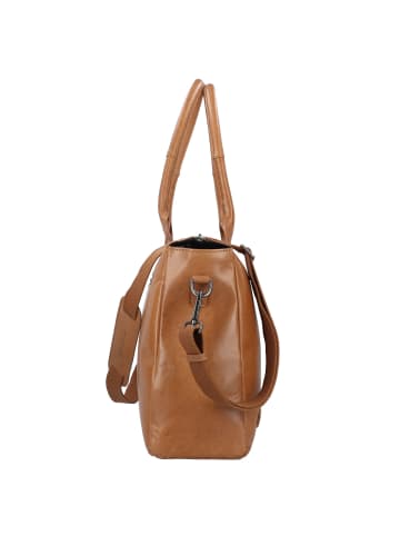 Plevier Rock Copal Schultertasche Leder 44 cm Laptopfach in cognac
