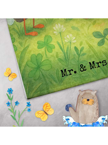 Mr. & Mrs. Panda Handtuch Hummeln Kleeblatt Design mit Spruch in Weiß