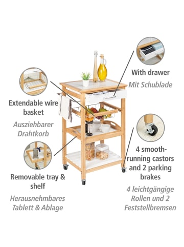 Wenko Küchenwagen Finja aus Bambus in Weiß