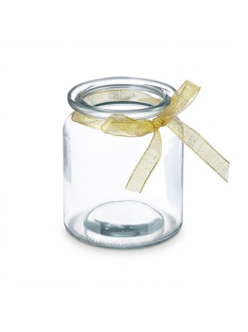 relaxdays 12 x Windlicht in Transparent/ Gold - (H)9,5 x Ø 8 cm