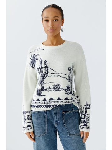 Oui Pullover in white blue