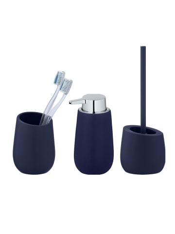 Wenko Badaccessoire Set Badi Dunkelblau, 3-tlg. in Blau - Dunkelblau