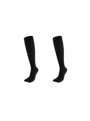 MUNADUNA 2er-Pack Kompressions-Yoga-Socken mit dezentem Muster - Anti-Rutsch in Schwarz