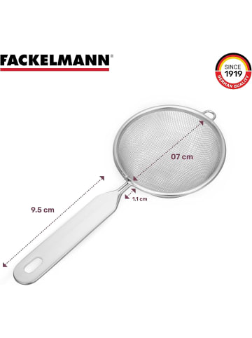 Fackelmann Sieb Ø 7 cm Küchensieb aus Edelstahl Weiß/Silber Seiher Teesieb 1 Stück