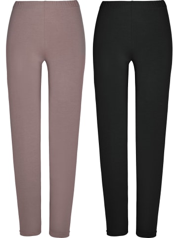 Erwin Müller Single-Jersey Leggings, lang 2er-Pack in taupe/schwarz