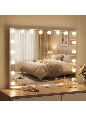 COSTWAY 80 x 60 cm Schminkspiegel in Weiß