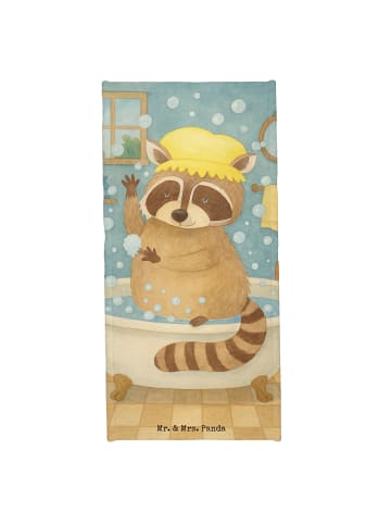 Mr. & Mrs. Panda Badehandtuch Waschbär Design ohne Spruch in Weiß