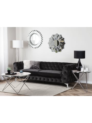 Beliani 3-Sitzer Sofa SOTRA in Schwarz/Silber - (W) 224 x (H) 70 x (L) 85 cm