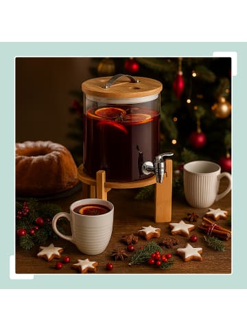 relaxdays Getränkespender in Transparent/ Natur - 5 Liter