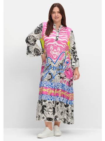 sheego Volantkleid in pink gemustert