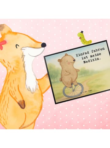 Mr. & Mrs. Panda Tischunterlage Bär Einrad fahren Design mit Spruch in Weiß