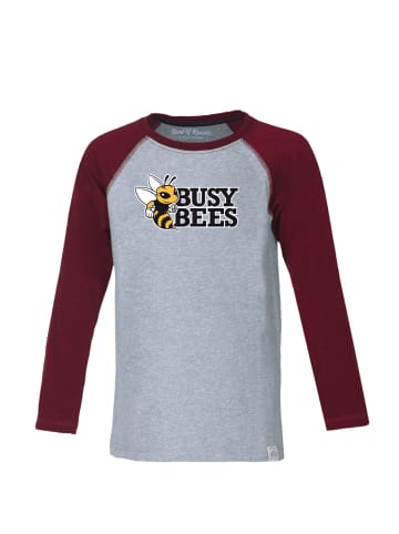 Band of Rascals Longsleeve " Busy Bees Raglan " in dark-grey-bordeaux