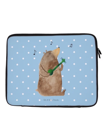 Mr. & Mrs. Panda Laptop Tasche Bär Lied ohne Spruch in Blau Pastell