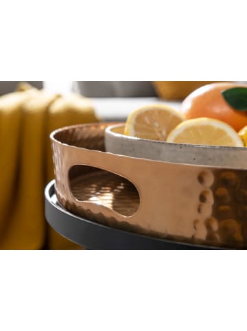 KADIMA DESIGN Beistelltisch 2er Set / Schwarz Metall Hammerschlag Satztisch in Gold