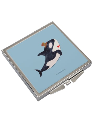 Mr. & Mrs. Panda Handspiegel Orca Zylinder ohne Spruch in Blau Pastell