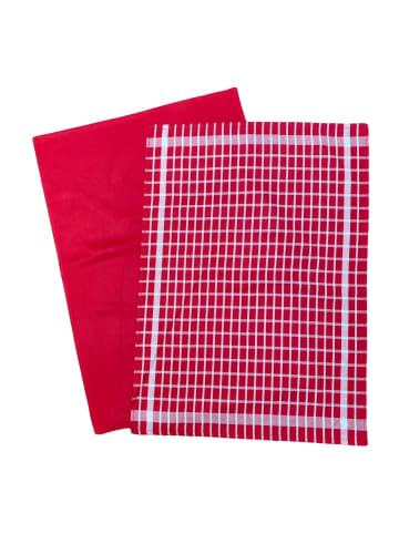 Le Comptoir de la Plage 4er-Set Geschirrtuch "Karo-Design"  in Rot - (L)70 x (B) 50 cm