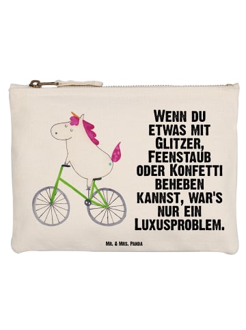 Mr. & Mrs. Panda Federmappe Einhorn Radfahrer mit Spruch in Weiß
