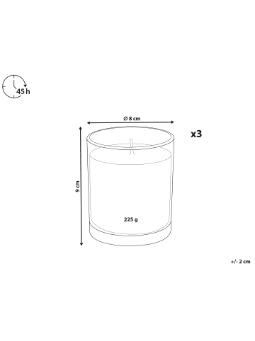 Beliani 3er-Set Kerze COLORFUL BARREL in Gelb/Orange/Rot