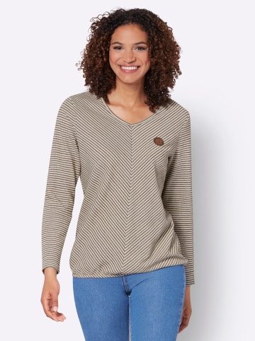 WITT WEIDEN Langarmshirt in braun-ecru-gemustert