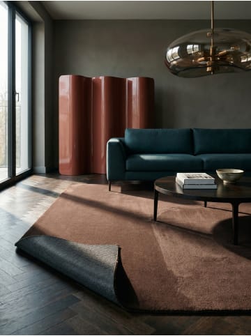 KADIMA DESIGN Teppich Kurzflor Uni rutschhemmend pflegeleicht Wohnzimmer Flur in Braun
