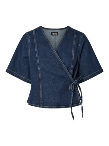 Pieces Jeanshemd in Dark Blue Denim