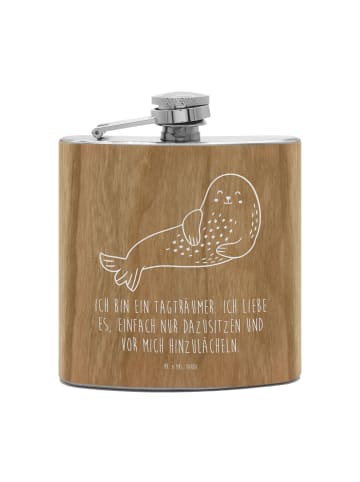 Mr. & Mrs. Panda Flachmann Robbe Lachen mit Spruch in Braun