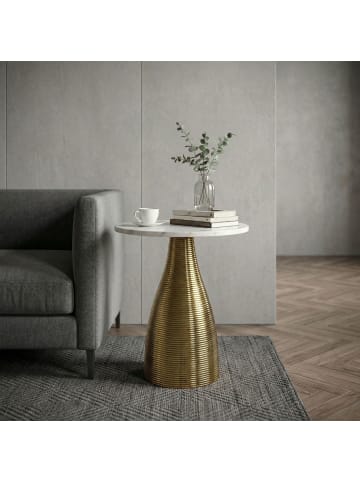 FineBuy Beistelltisch in Weiß / Aluminium / 40x40x48