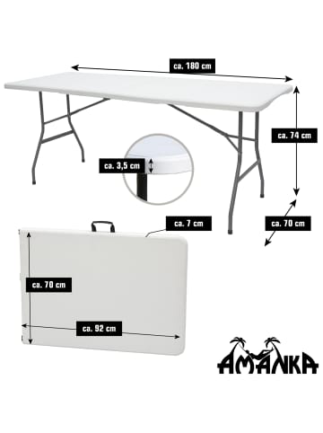 AMANKA Klappbarer Gartentisch Svenja mit 4 Klappstühlen in Weiß