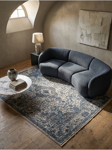 KADIMA DESIGN Teppich Vintage Kurzflor Medallion Muster, Orientalisch, Wohnzimmer in Blau