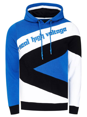 Rusty Neal Kontrast Color Block Kapuzen-Pullover in Sax / Weiß / Schwarz