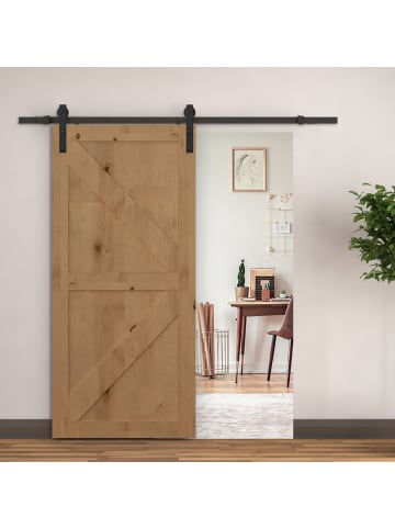 HOMCOM Schiebetür-Beschlagsatz in Schwarz 200L x 4B x 0,6H cm