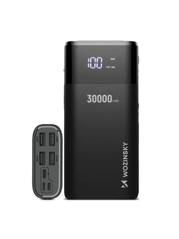 Wozinsky Powerbank 30000mAh 4 x USB mit LCD-Display Schwarz in Schwarz