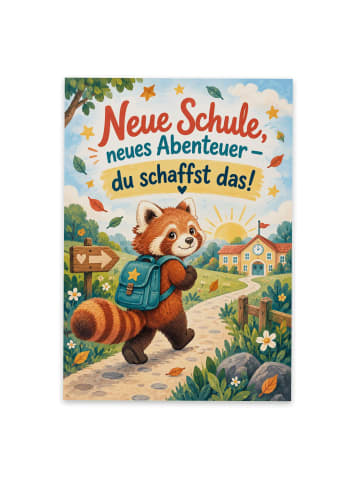 Mr. & Mrs. Panda Postkarte Roter Panda Rucksack Design mit Spruch in Weiß
