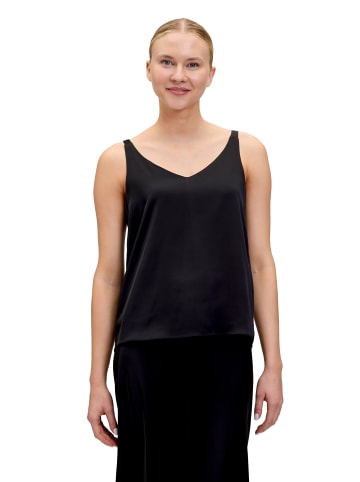Vera Mont Satin-Bluse mit V-Ausschnitt in Schwarz