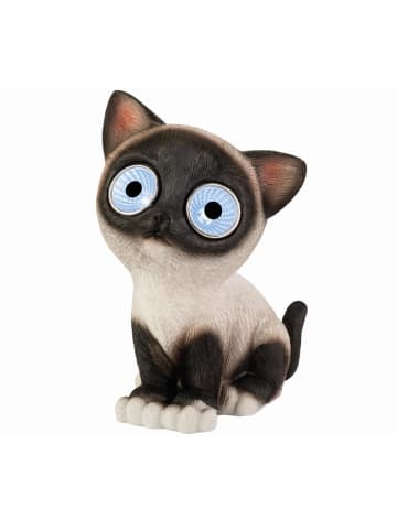 MARELIDA LED Solar Katze Bella Gartenfigur H: 16cm in weiß, schwarz