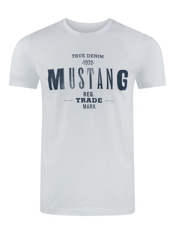 Mustang T-Shirt Basic Print Tee in Weiß