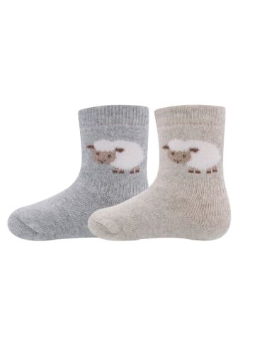 ewers 2er-Set Socken GOTS Schäfchen in grau/latte