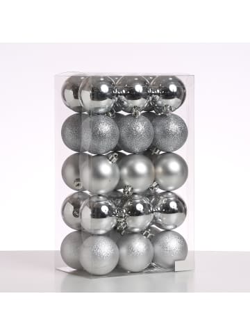 MARELIDA 30er Set Christbaumkugeln Weihnachtskugeln bruchfest D: 6cm in silber
