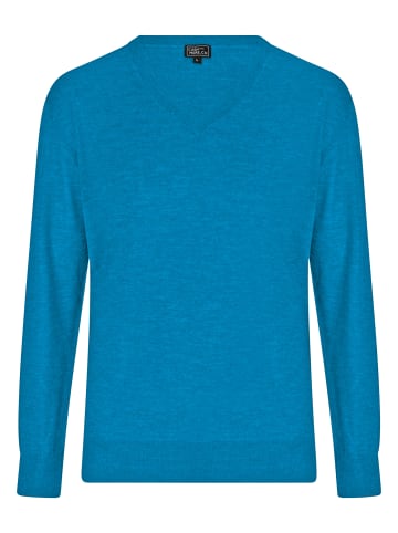 CASH-MERE.CH V-Ausschnitt Pullover in Mykonos Blau