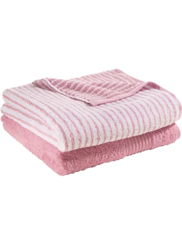 Erwin Müller Frottier Duschtuch 2er-Set Uni/Streifen Konstanz in altrosa