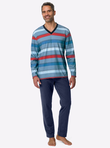 Sieh an! Schlafanzug in marine-rot-gestreift