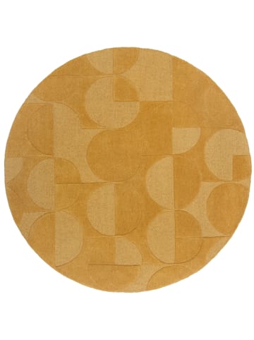 KADIMA DESIGN Eleganter Wollteppich, rutschfest und komfortabel in Senfgelb